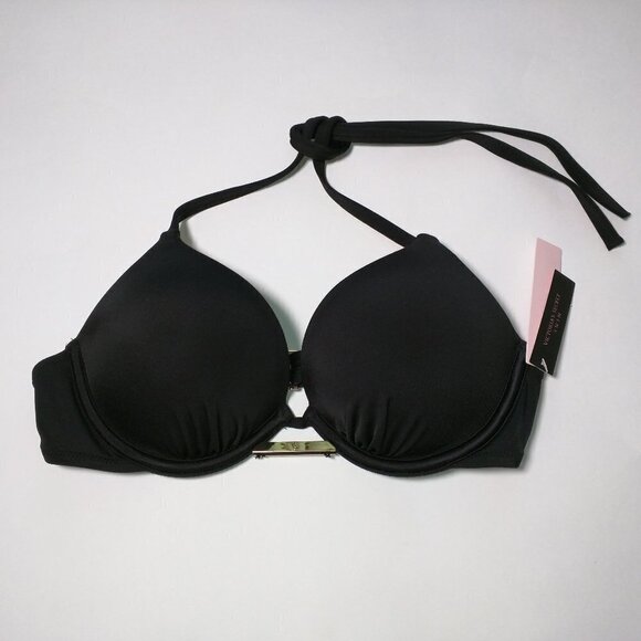 Victoria Secret 34B Bombshell Push Up Bikini Top Adds 2 Cups Black Miraculous VS - Picture 1 of 5